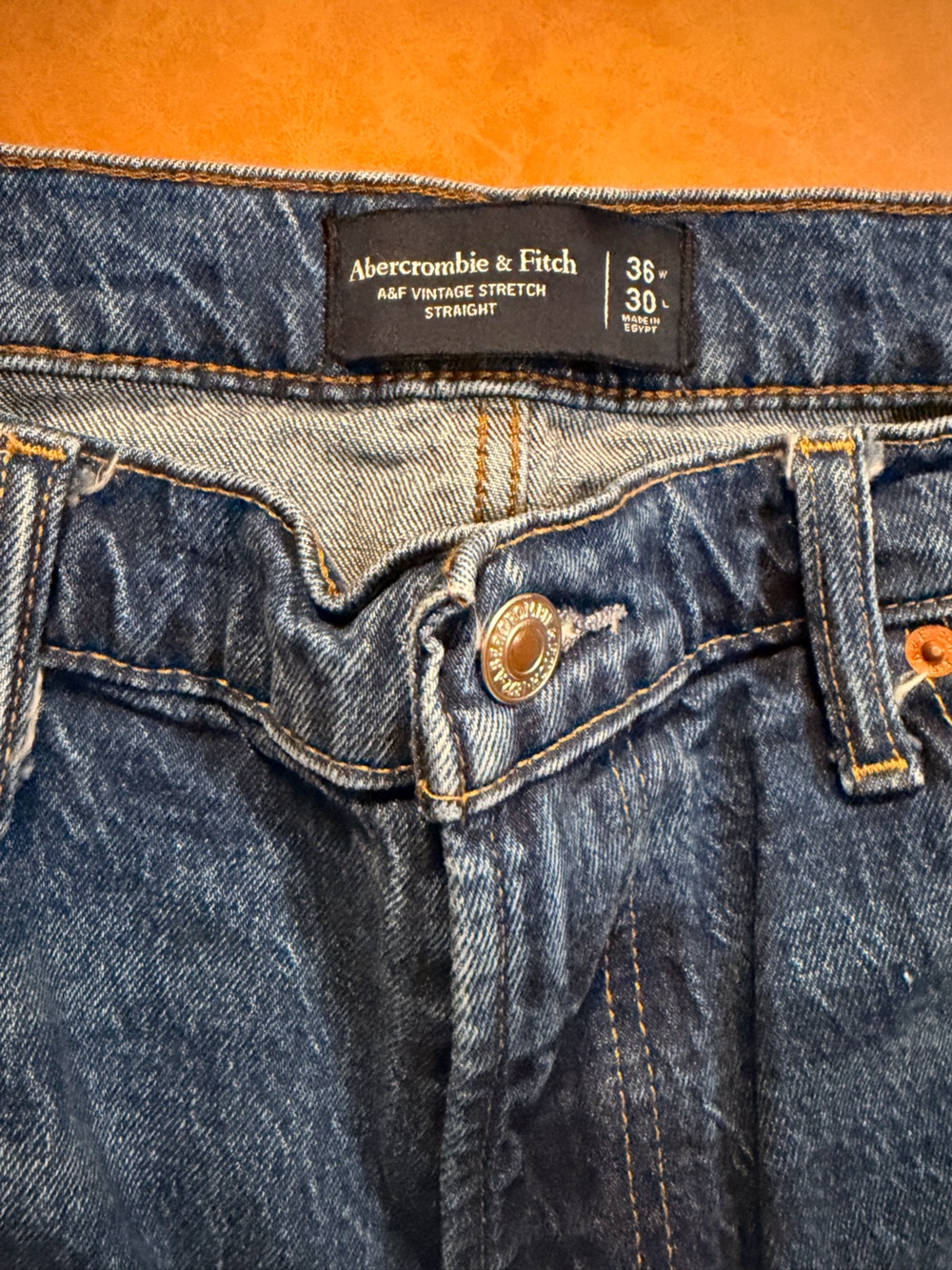 Abercrombie & Fitch Men's Dark Blue 90’s Vintage Style Straight Denim Jeans - Picture 2 of 2